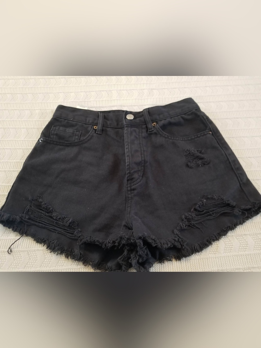PacSun Black Distressed High-Rise Denim Shorts